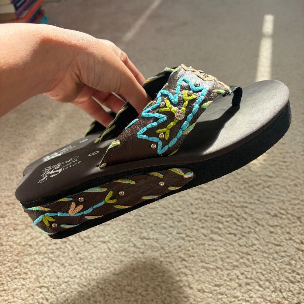 y2k cross embroidered platform sandals